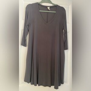 Elegant Gray V-Neck Dress